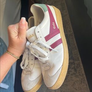 Gola Leather White and Burgundy Sneakers